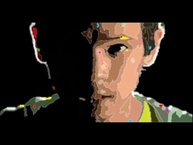 写真は「Laser Rain」のビデオクリップのひとコマ。