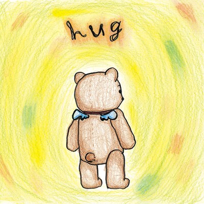 写真はガッキー画伯のイラストが使われたアルバム「hug」初回限定盤Aジャケット。天使の羽根を持つクマの後ろ姿が描かれた、味わい深いイラストだ。
