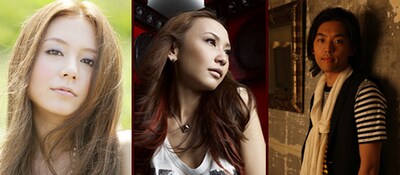 主題歌でコラボレートするAILI、May J.、KEN THE 390の3人。なお主題歌「One story」は明日7月8日よりレコチョクにて着うたフルの独占配信が行われる。