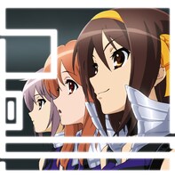 サイバーなファッションに身を包んだ長門有希、朝比奈みくる、涼宮ハルヒの姿が印象的な「涼宮ハルヒの憂鬱 -Super Remix- Full-Mix」ジャケット。