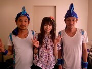 左がRYUKYUDISKO・廣山哲史、右がRYUKYUDISKO・廣山陽介。真ん中がSAWAだ。