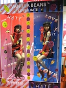 本人が自らマネキンを務めたバニビの2人。ブリスターパックに入ったフィギュアのようにも見える。