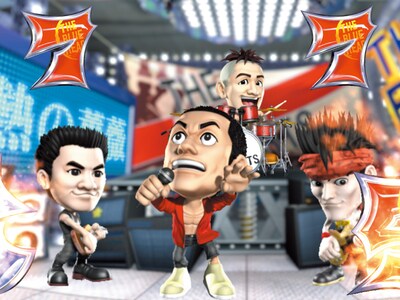 CGキャラになったヒロト、マーシー、河ちゃん、梶くんが活躍する「CRザ・ブルーハーツ」。(C) JUGGLER