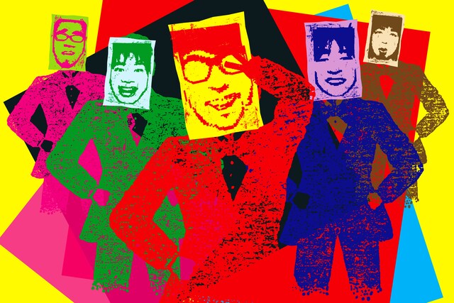 写真はBEAT CRUSADERS。ヒダカトオルは中央。