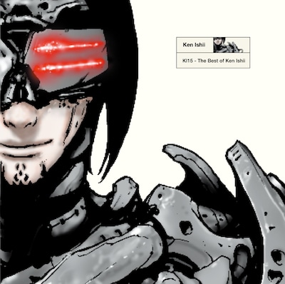 写真はベストアルバム「KI15 - The Best of Ken Ishii」のジャケット。アートワークの原画は「BLAME!」などで知られるマンガ家・弐瓶勉によるもの。デザインは90年代テクノの数々の名盤をデザインしたヤマシタデザインが手がけている。