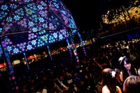 取材中にラクーアガーデンステージのイルミネーションが点灯。