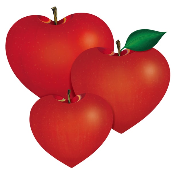 写真はアルバム「アイのうた 3」ジャケット。おなじみハート型のリンゴも今回は3つ。