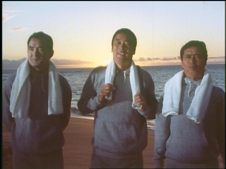 長嶋茂雄、金田正一、王貞治（写真左から）の名球会メンバーが出演した「アウスレーゼ」（1982年）。