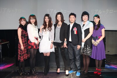 イベント「Real Clothes Night」出演者。写真左から福田萌、坂詰美紗子、えれな、能世あんな、Jazztronik、久保田磨希、前原絵理。