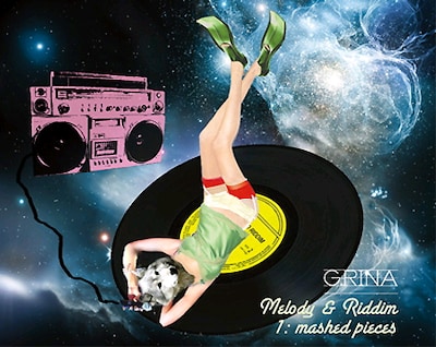 「Melody & Riddim #1 mashed pieces」（写真）の現時点での販売店舗はディスクショップゼロ（下北沢）、TURNTABLE LAB TOKYO / moonwalkrecords（渋谷）、JET SET（京都＆下北沢）、corner shop（静岡）、green house（岡山＆倉敷）、material（名古屋）、earth beat（松山）など。