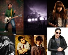 出演アーティストの一部。写真上段左より奥田民生、9mm Parabellum Bullet、青山テルマ、ムッシュかまやつ、LEO今井、三浦大知、ZEEBRA。