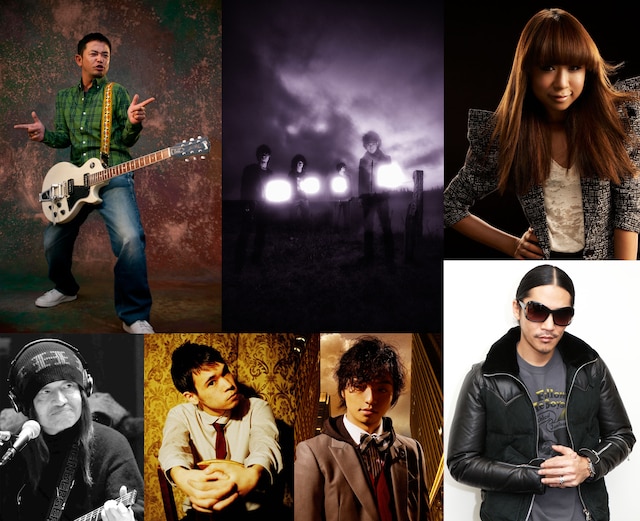 出演アーティストの一部。写真上段左より奥田民生、9mm Parabellum Bullet、青山テルマ、ムッシュかまやつ、LEO今井、三浦大知、ZEEBRA。