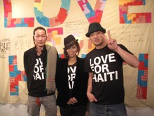 「LOVE for HAITI」を立ち上げたCandle JUNE、MINMI、若旦那（写真左より）。