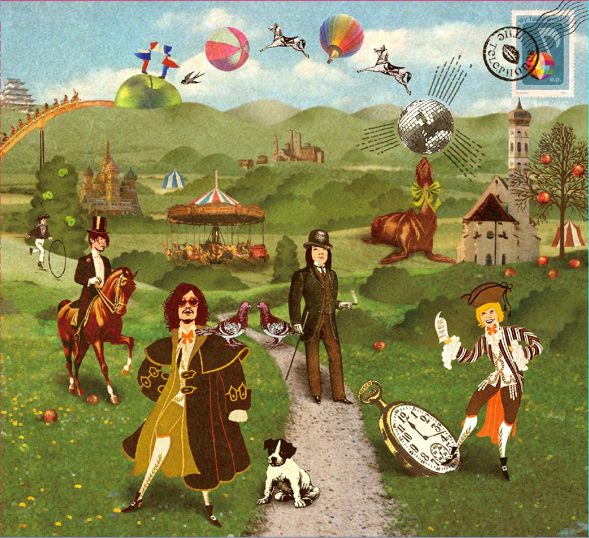オーガニックなデザインの中にもしっかりミラーボールが描き込まれた「Oh My Telephones!!! e.p.」ジャケット写真。