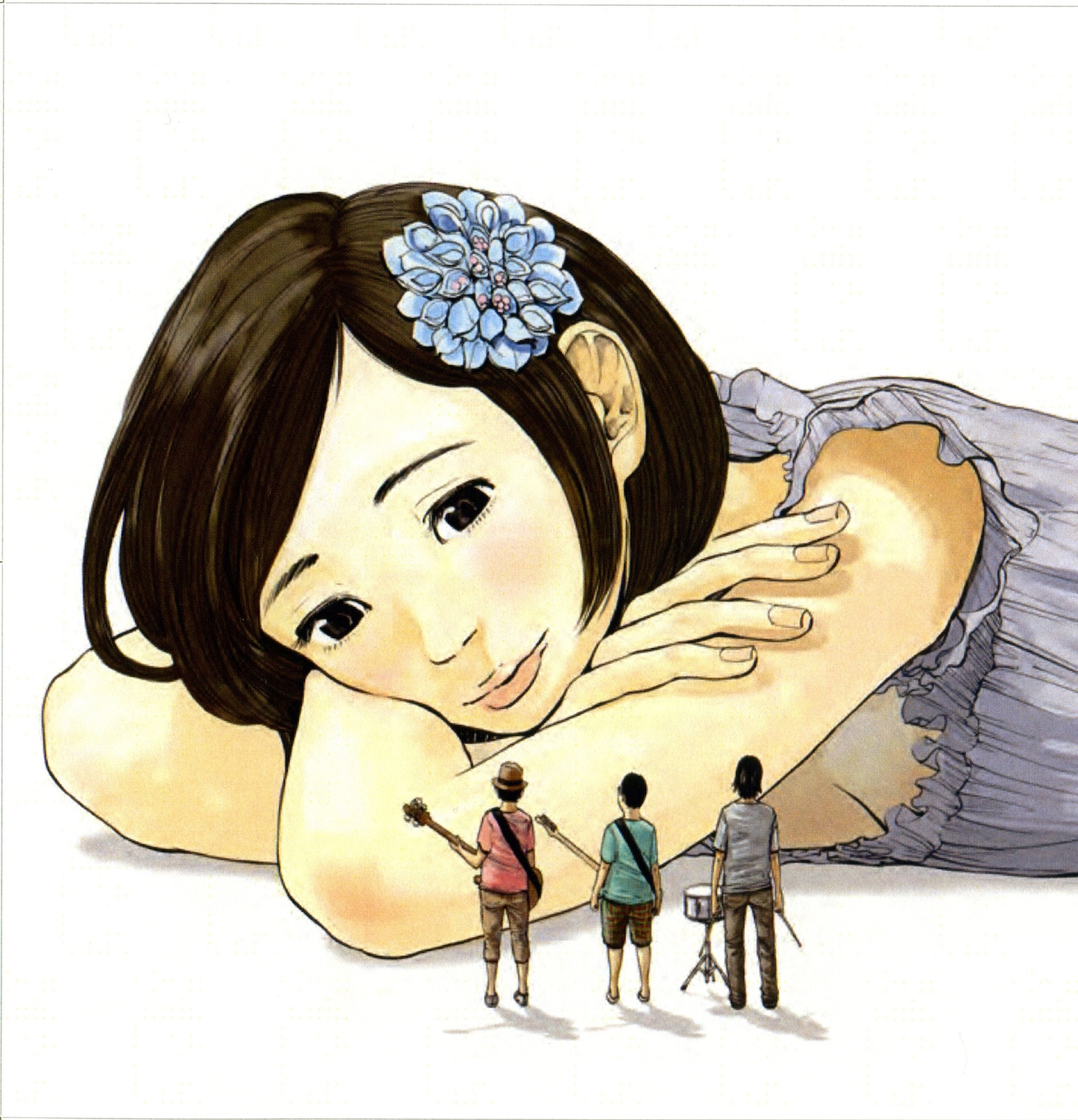 「聴いた瞬間に絵のイメージが湧いてきました」という、浅野が手がけたサンボマスター「きみのためにつよくなりたい」ジャケット。男にとって女がいかに大きな存在かを表した見事なイラストだ。