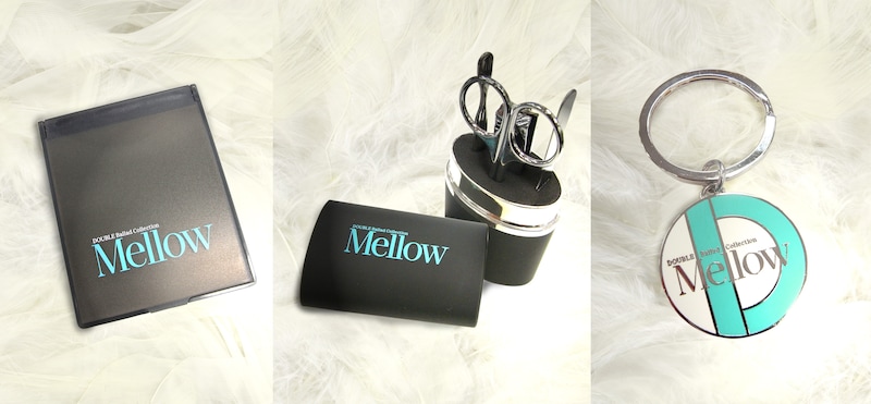 左からタワーレコード初回特典「フロストミラー」、HMV初回特典「ネイルケアセット」、TSUTAYA初回特典「オリジナルキーホルダー」。