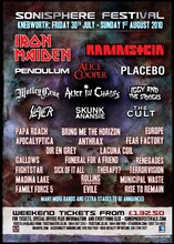 写真は「SONISPHERE FESTIVAL 2010」のフライヤー。DIR EN GREYがイギリスでライブを行うのは、昨年6月の「DOWNLOAD FESTIVAL 2009」以来約14カ月ぶり。