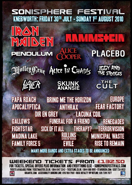 写真は「SONISPHERE FESTIVAL 2010」のフライヤー。DIR EN GREYがイギリスでライブを行うのは、昨年6月の「DOWNLOAD FESTIVAL 2009」以来約14カ月ぶり。
