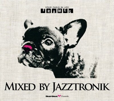 小型犬好きにはたまらないデザインの「Heart Beat Presents FRAMES Mixed By Jazztronik」のジャケット。