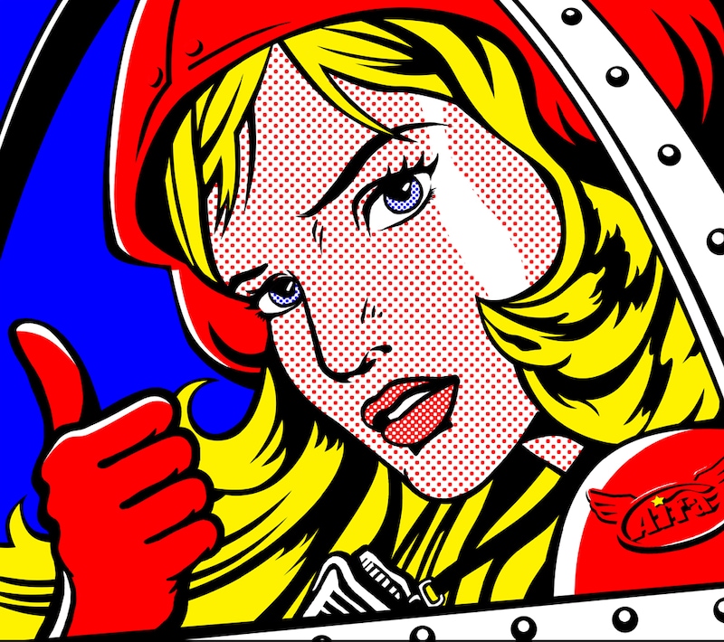 写真は新ビジュアル第3弾。色鮮やかなポップアートと化したアイラ。なぜパイロットなのかは不明だ。