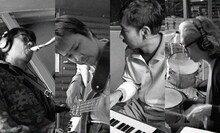 藤井尚之（写真左端）の新ユニット・SLUG & SALTは有賀啓雄（左から2番目）、松本圭司（3番目）、屋敷豪太（右端）という強力なメンバーからなるインストゥルメンタルバンド。