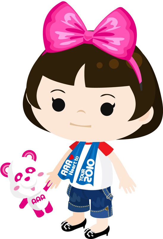 え～パンダぬいぐるみ（全7色）、AAAマフラータオル、AAAリボンカチューシャ（全7色）をフル装備したピグ。