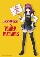 「Angel Beats!」ゆりがタワレコエプロン姿で「NO MUSIC, NO LIFE.」の看板を掲げた「Angel Beats!×TOWER RECORDS」コラボポスター。