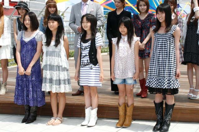 「Jc&Jkオーディション」に合格した5人。写真左から加藤優実（かとうゆうみ）、南寧々（みなみねね）、土方穂乃花（ひじかたほのか）、鞘師里保（さやしりほ）、山田夏子（やまだなつこ）。