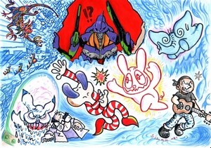 泉谷画伯による「SF百景」描き下ろしイラストは来週7月23日までの1週間「GAINAX NET」のトップページに掲載される。/ (C)GAINAX・WAGASHA (C)カラー・GAINAX