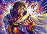 今年の人気の画像7位は「ROCKETMAN、原哲夫と奇跡の従兄弟コラボ」より、原哲夫によるふかわりょうのイラスト。