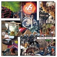 アルバム「TIME WAVE」の通常盤ジャケット。自由の女神の後ろで日本刀が光る、卍LINEの世界観が表れたコラージュ作品となっている。