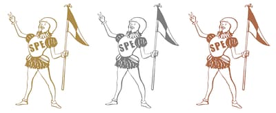 写真は「スペアザエンゼル」サンプル。左から金、銀、銅。キャラクターの顔は宮原良太（Dr,Per）に似ている。