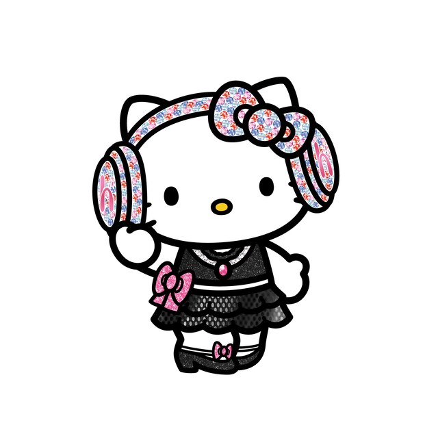 ヘッドホン姿もキュートなDJハローキティ。