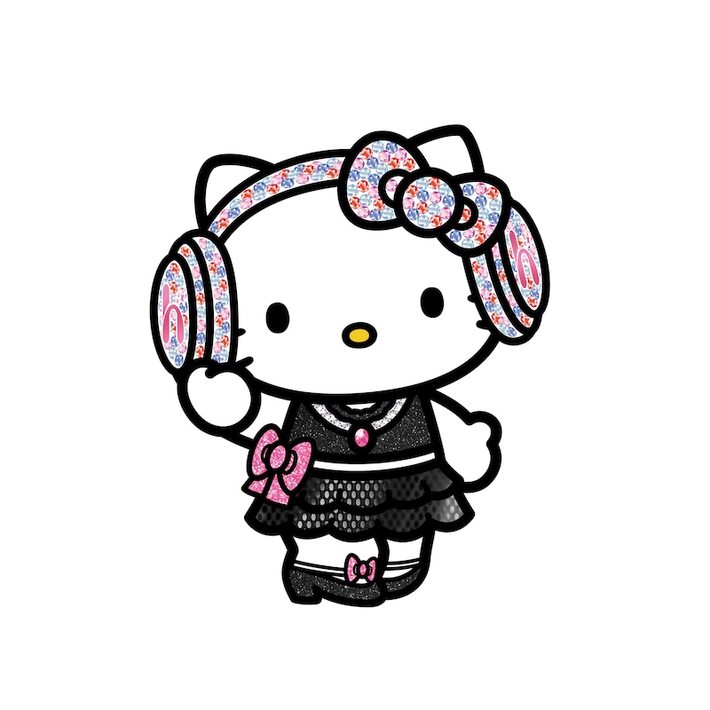 ヘッドホン姿もキュートなDJハローキティ。