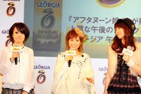 モーニング娘。第一期メンバーの中澤裕子、安倍なつみ、飯田圭織。