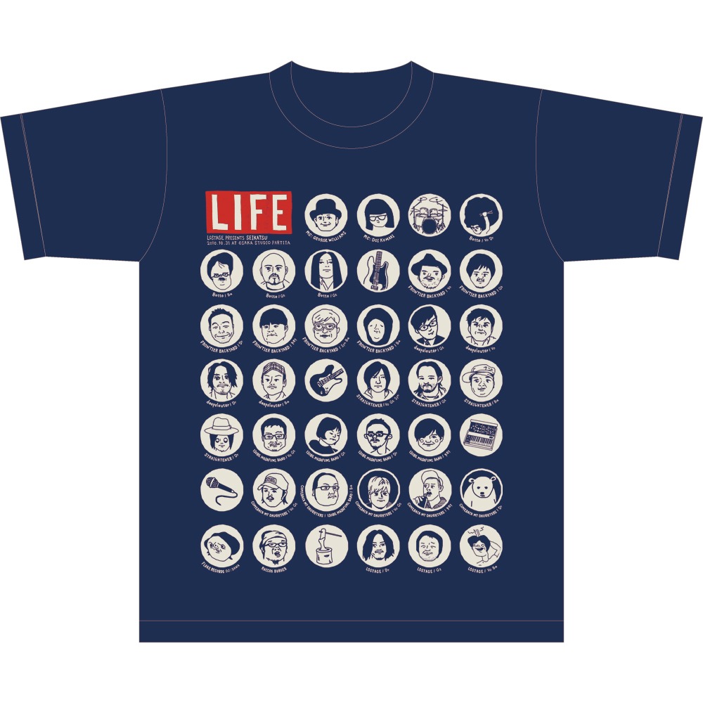 会場で販売される「生活」Tシャツ。