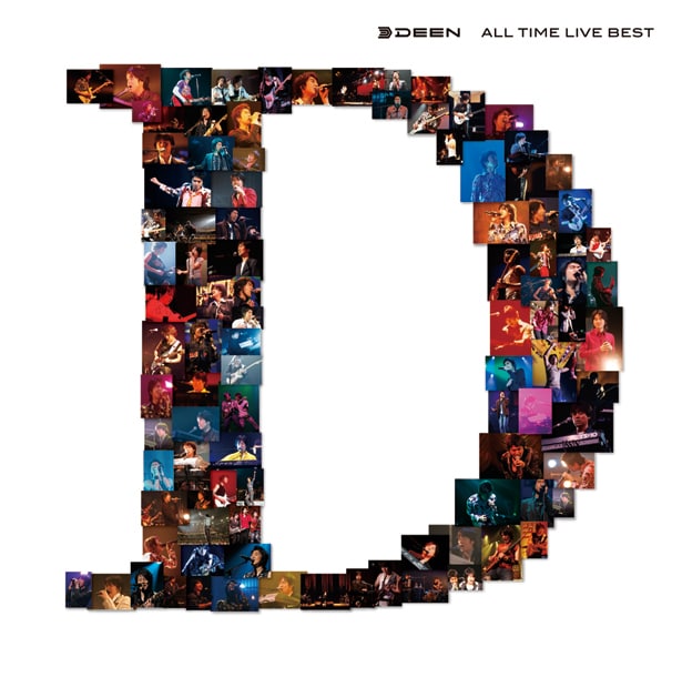 過去のライブフォトでDEENの頭文字「D」が形作られた、アルバム「ALL TIME LIVE BEST」ジャケット。写真は期間生産限定通常盤。
