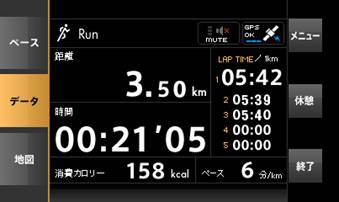 「au Smart Sports Run＆Walk」操作画面