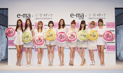 写真は「e-maのど飴」記者会見での少女時代。