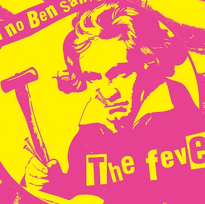 SEX PISTOLSの名盤ジャケットをモチーフに、ベートーヴェンが釘を打つ絵が描かれたシングル「第九のベンさん」ジャケット。