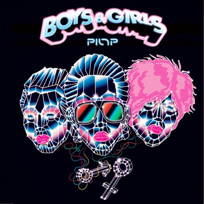 TSUBOI、WADA、DJ SUZUKIの顔がネオンカラーで描かれた、アルバム「BOYS＆GIRLS」ジャケット。