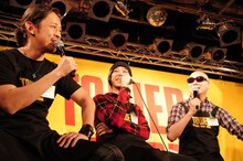 「RHYMESTER流仕事術“プロフェッショナルの定義”」について話し合うMummy-D、DJ JIN、宇多丸（写真左から）。