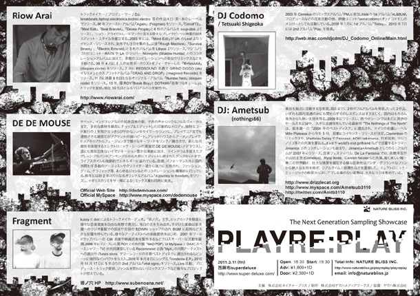「PLAYRE:PLAY」フライヤー裏面