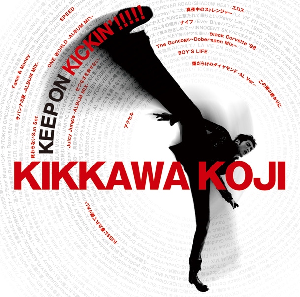 躍動感あふれるポーズが強烈なインパクトを感じさせる「KEEP ON KICKIN'!!!!!」のジャケット。
