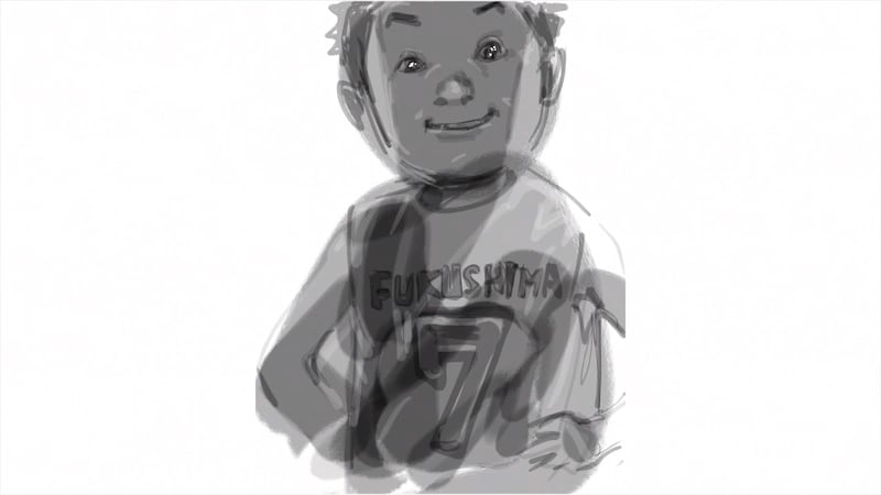 CMに使用される井上雄彦の「Smile」シリーズの1点。