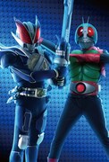 仮面ライダーオリジナルポストカードのアートワーク。（「KAMEN RIDER BEST 2000-2011」 (C)石森プロ・東映 (C)石森プロ・テレビ朝日・ADK・東映 「KAMEN RIDER BEST 1971-1994」(C)石森プロ・東映 (C)東映・東映ビデオ・石森プロ）
