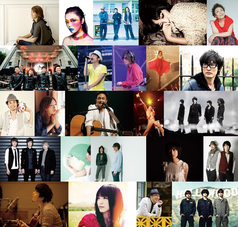 写真は現時点で「ap bank fes '11」に出演が決定しているアーティストたち。