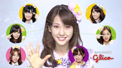 江口愛実の顔を構成する各メンバーの顔パーツ。