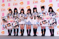 「AKB1/48 アイドルとグアムで恋したら…」会見に登場した7人。