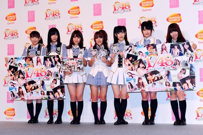 「AKB1/48 アイドルとグアムで恋したら…」会見に登場した7人。